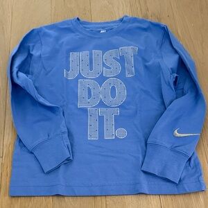 Nike Kids Long Sleeve Tee in Blue with 'Just Do It'